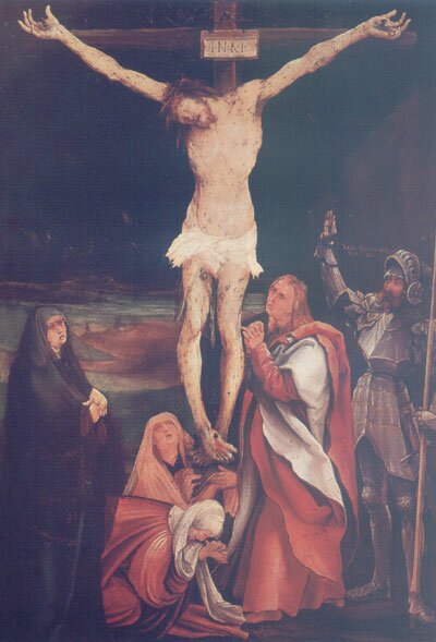 Christ on the Cross with the three maries, St John the Evangelist and St Longinus